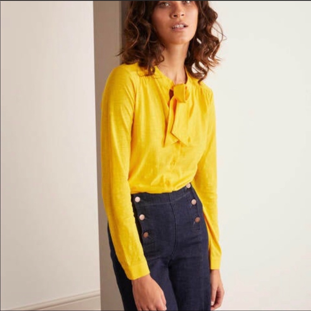 Boden Rachel tie-neck long sleeve shirt size 4